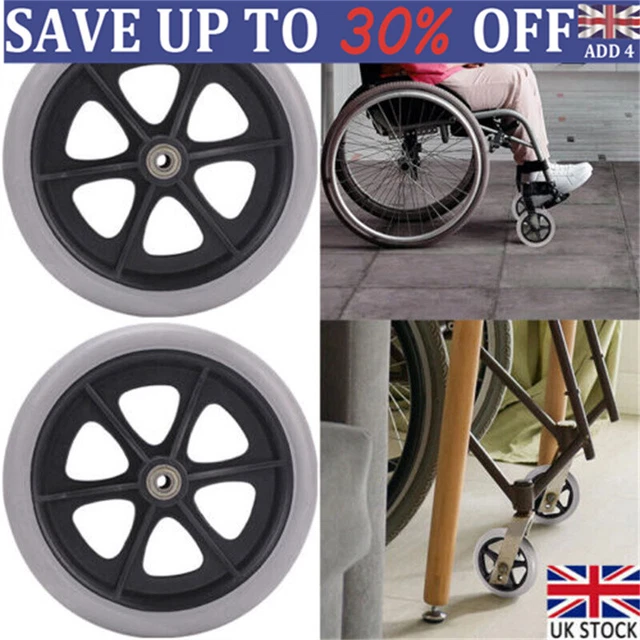 2 PIEZAS Repuesto de ruedas para silla de ruedas gris goma pequeña sin marcas 200 mm 8"" FH