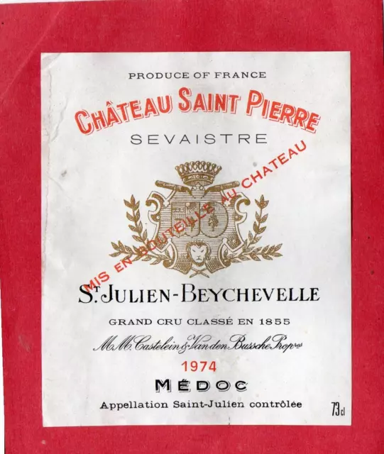 Saint Julien Gcc Etiquette Chateau Saint Pierre 1974    §29/10/1922§