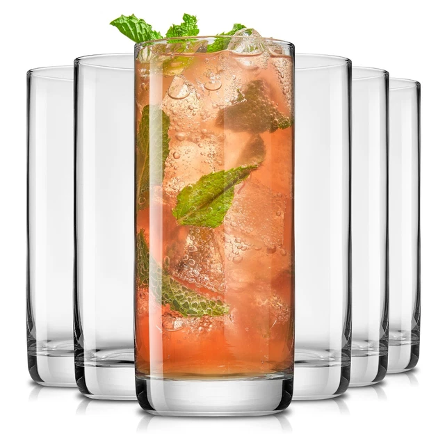 JoyJolt Faye 13 oz Highball Glasses, Everyday Drinking Glasses, Set of 6