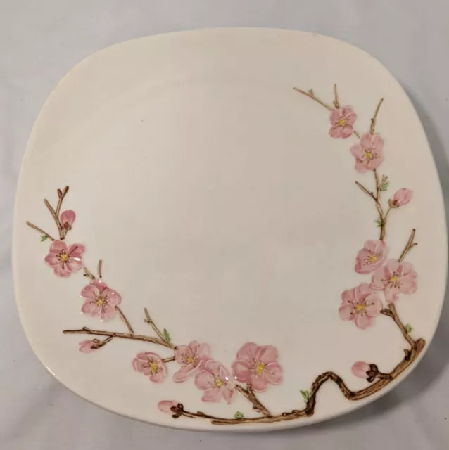 4pc Poppy Trail Peach Blossom Dinner 10” Plates Metlox CA Pottery USA flowers 2