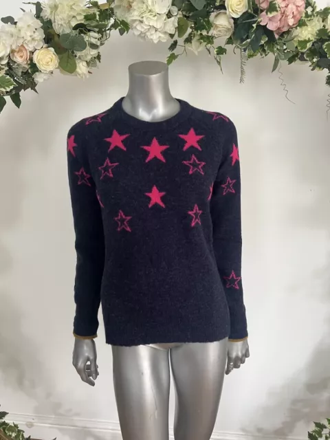 JOULES Chantelle Intarsia Jumper Size 10 Navy Star Print NEW FREEPOST OG51