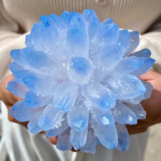 412G New Find BLUE Phantom Quartz Crystal Cluster Mineral Specimen Healing-AG