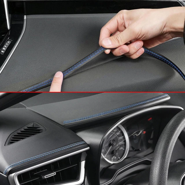 2M Car Dashboard Edge PU Leather Line Strip Stickers Moulding Trim Accessories