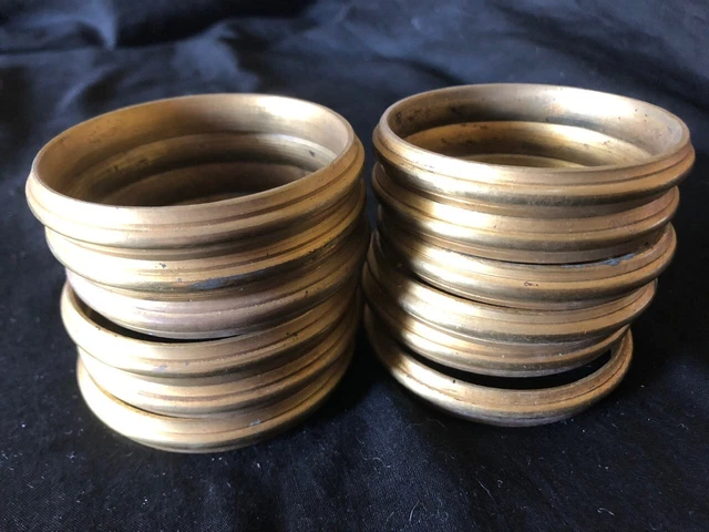 Lot 12 Large Antique French Heavy Solid Brass Curtain Drape Rings for heavy drap
