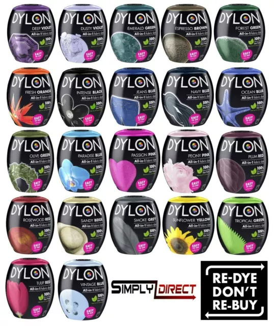 22 Colours Dylon Fabric & Clothes Dye, Dylon Machine / Hand Dye Black, Navy Blue