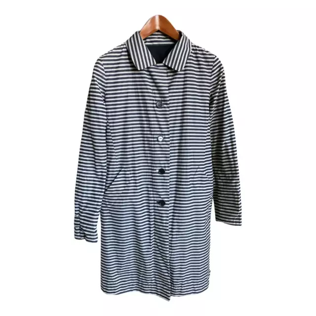 Max Mara Weekend Women`s Coat Blue White Stripes, Navy Style, Reversible, NWOT 2