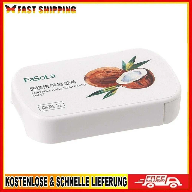 Jabón desechable para cuidado de manos fácil de usar 50 piezas/caja suministros de viaje para baño (coco)