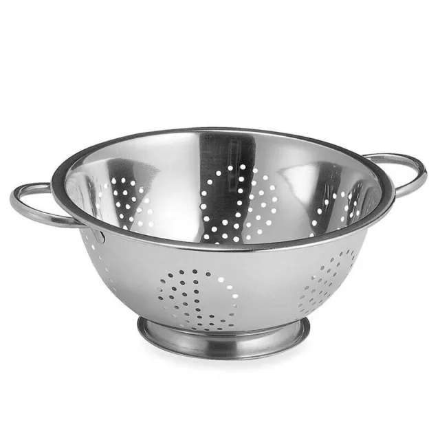 Stainless Steel Colander Strainer Basket Deep Kitchen Straining Rice Filter Bowl