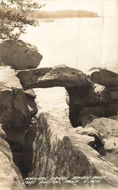RPPC Natural Bridge Broken Rocks Port Austin MI  Real Photo P203
