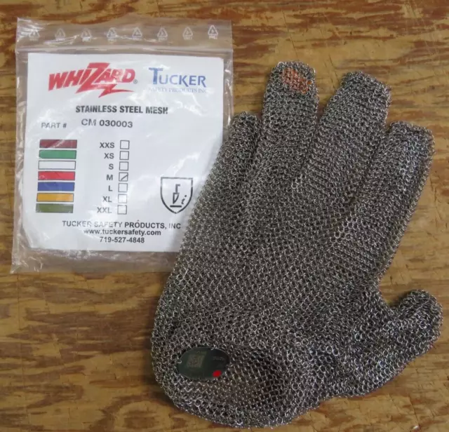 Whizard Adult Size M Chain Stainless Steel Mesh Cut Resistant Hand Glove Chef