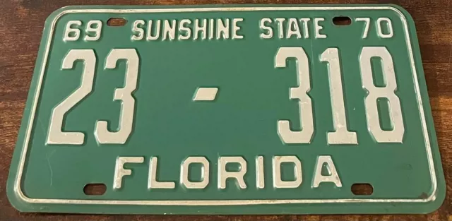 Vintage 1969 1970 Florida License Plate 23-218 Bay County Panama City Parker