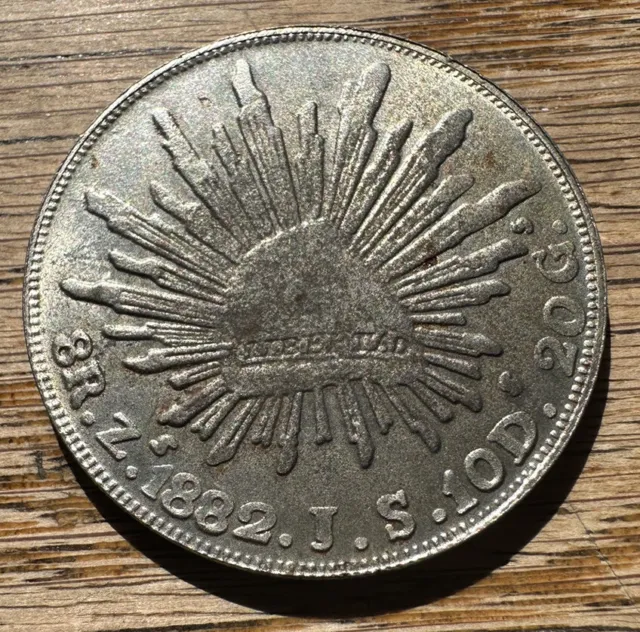 1882 Zs, Zacatecas Mint, JS,  Mexico 8 Reales