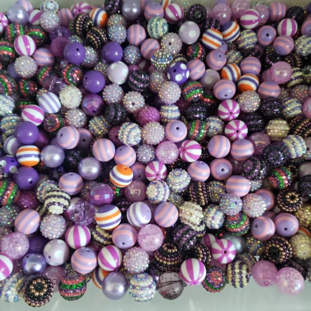 20 mm Beads for Jewelry Making, Assorted Mix Purple Bubble Beads, Beadable Pens