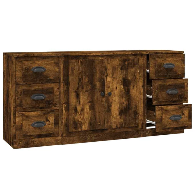 AX Credenza 3 Mobiletti 142x35.5x67.5cm Rovere Fumo Casa Sala Elegante + 3185236
