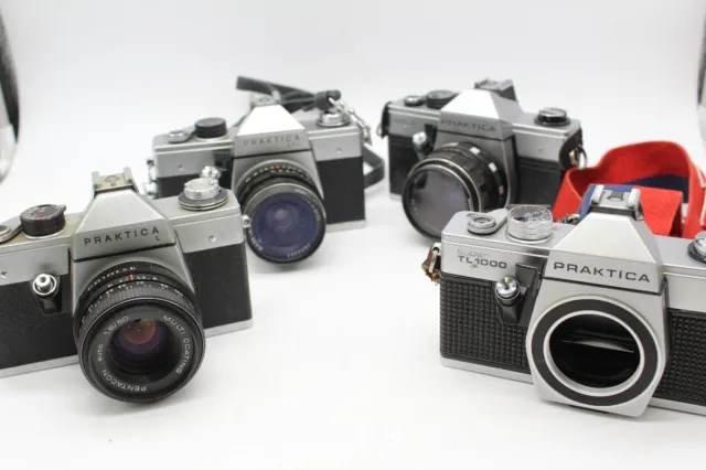 F x4 Vintage Praktica SLR Film Cameras Inc. MLT5, LTL, L, Super TL 1000 etc