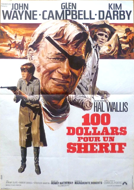 Ancienne Affiche Cinéma 100 Dollars Pour Un Sheriff 1969 John Wayne