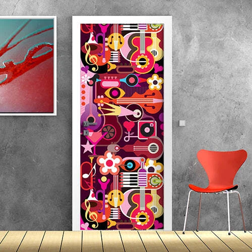 Decorazione adesiva Porta Disco Music sticker lavabile pvc varie misure