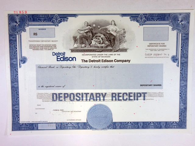 MI. Detroit Edison Co., 1994 Specimen Stock Certificate, XF ABNC -Blue