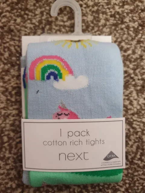 Collant unicorno nuovi con etichette Next bambine 12-18 mesi arcobaleno