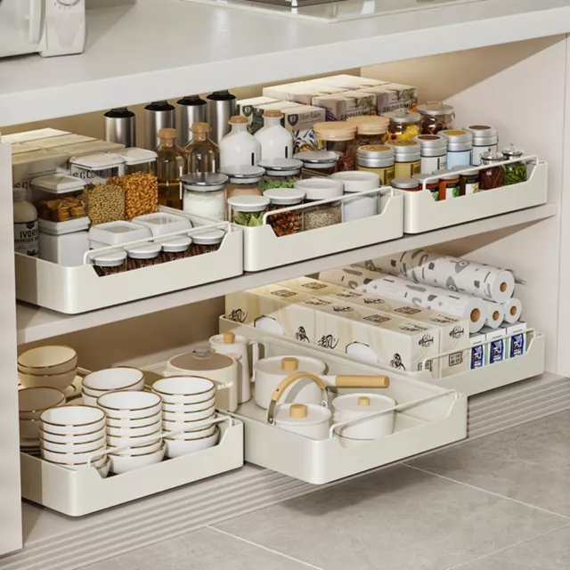 Pull-out Kitchen Storage Rack with Slide Rails Kitchen Cabinets Organizer