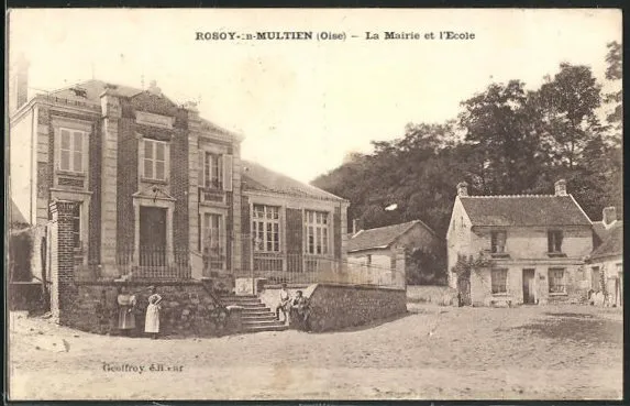 CPA Rosoy-en-Multien, La Mairie et l´Ecole