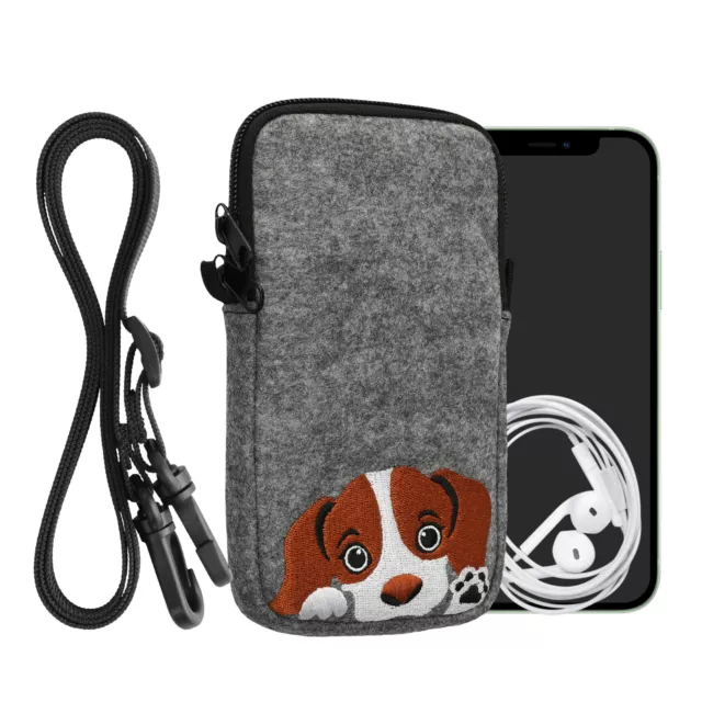 Handytasche L - 6,5" Handy Tasche Filz Cover Case Hülle Band kette zubehör etui