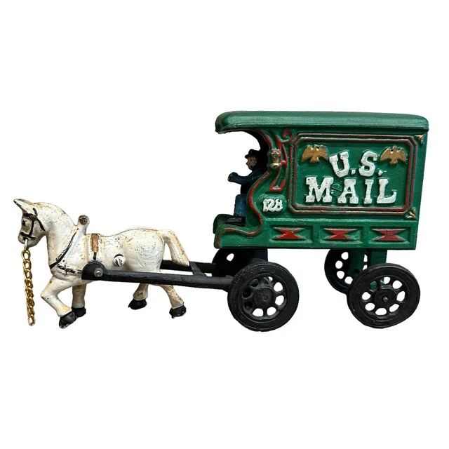HUBLEY US MAIL 128 Wagon Horse Driver Cast Iron Toy Post Office
