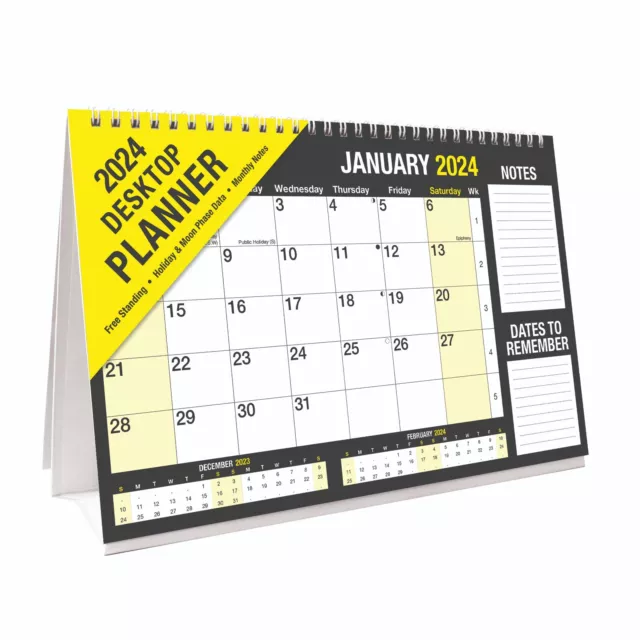 2024 Calendar Month to View Free standing Flip Wire Bound Calendar Planner