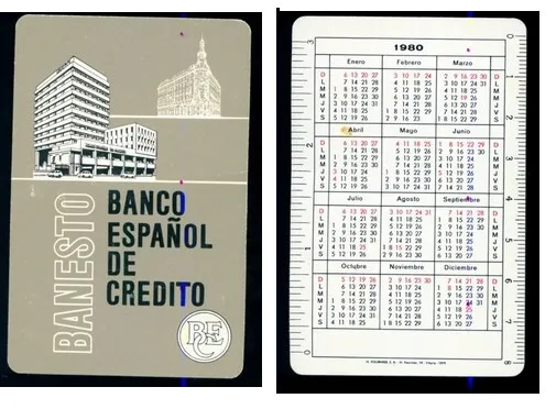 X1539C-Calendario Fournier Banco Español De Credito 1980