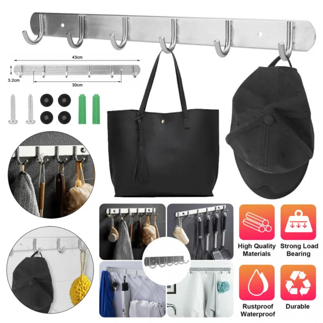 Wall Mount Key Bag Towel Hanger Holder Coat Robe Hat Clothes Rack 3/4/6 Hooks