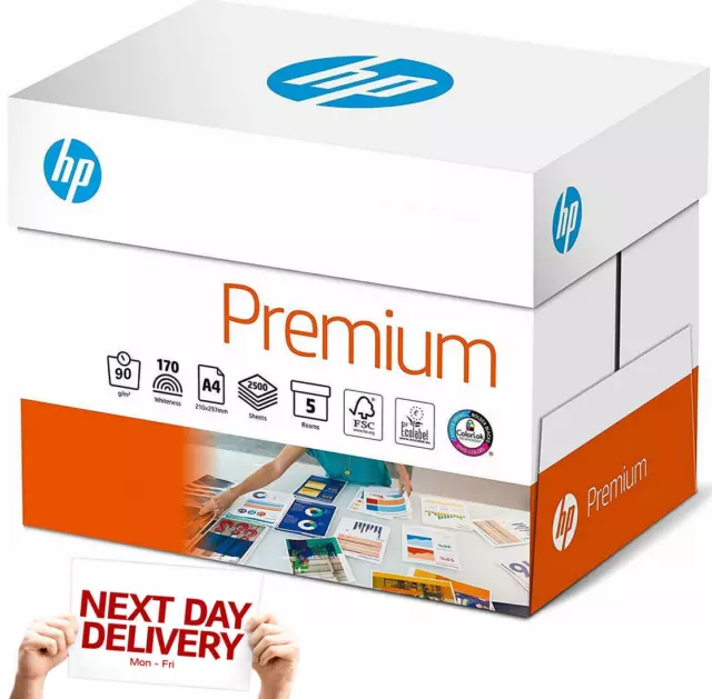 1 Box HP Premium Office A4 Copy Paper 90 gsm White 2500 Sheets 24h Delivery