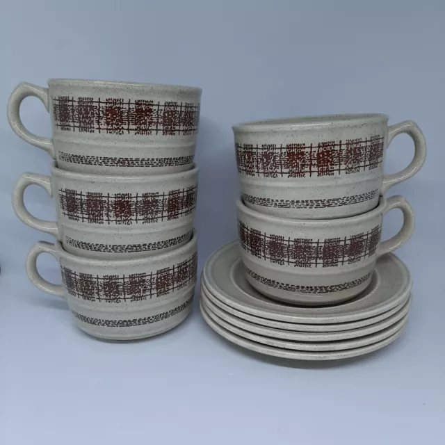 Vintage Tams Cups & Saucers Set | Made In England | Retro | Set Of 5 | 10 Pieces