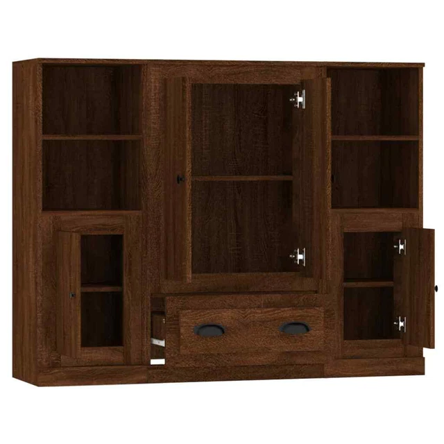 AX Credenza 3 Mobiletti 132x35.5x103.5cm Rovere Marrone Minimalista Casa 3185326
