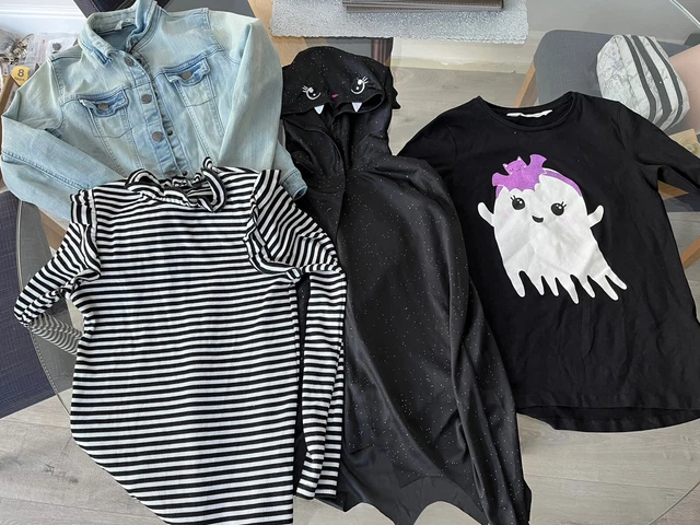 Age 9 Girls Clothes including Denim Jacket, top and Halloween outfit Age 9