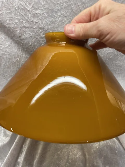 Vintage 10” Butterscotch Caramel Amber Cased Glass Hanging Lamp Shade