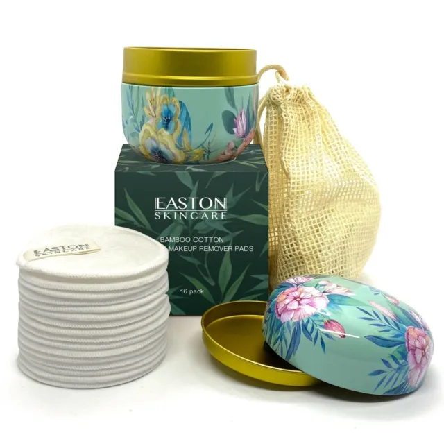 Easton Skincare AU Bamboo Cotton Reusable Makeup Remover Pads (16 Pack)