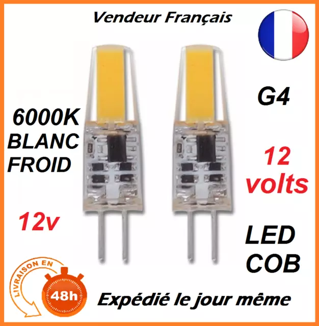 Ampoule G4 LED 12V 2W Blanc Froid 6000K, 200LM, Équivalent