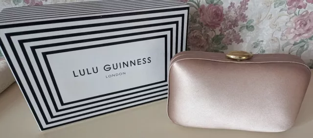 Lulu Guinness Genuine Powder Pink Satin Hayworth Clutch Bag BNWT ( Small Mark)