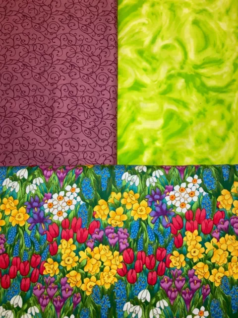 Quilt, Sew, Fabric Kit Stepping UP 45  1/2 " x 60 1/2" Springtime