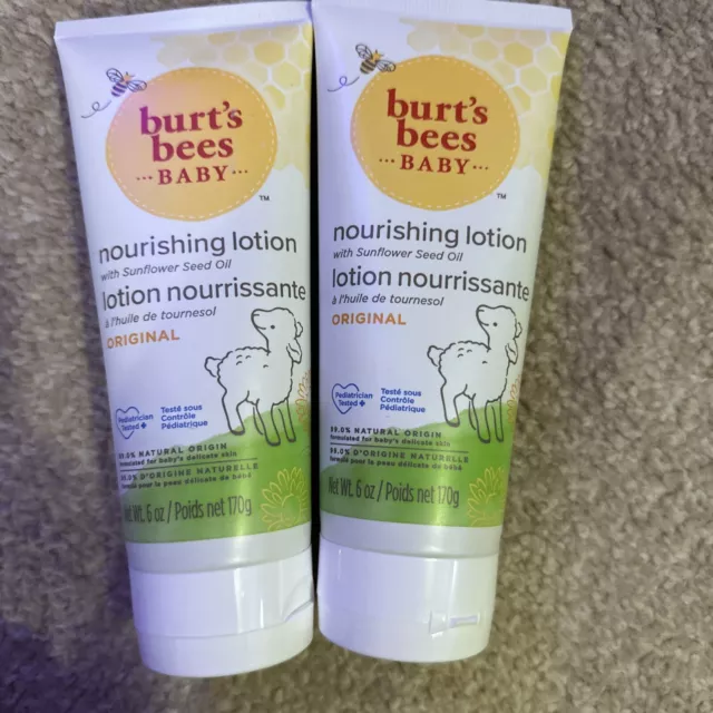 2 x Burt's Bees Baby Bee Original Nourishing Lotion, 170 g, 99% Natural Origin