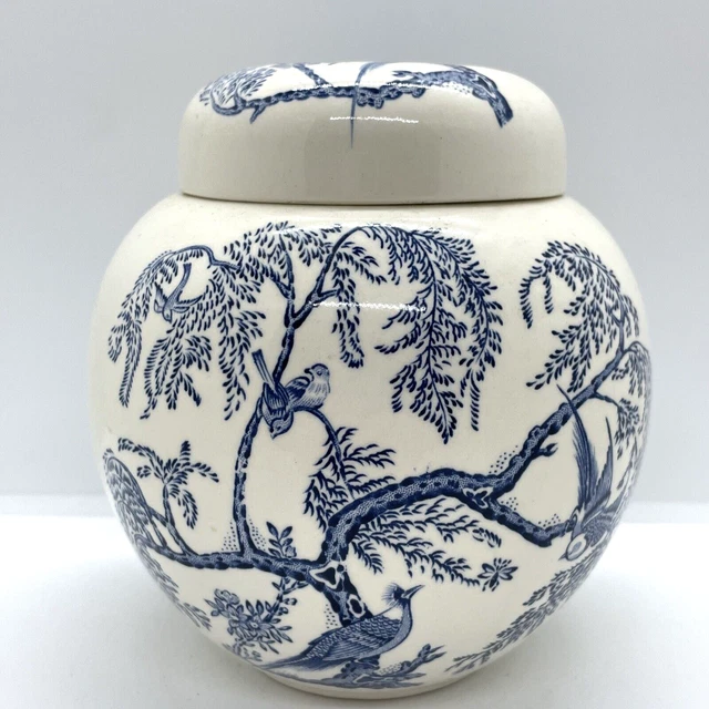 Mason's Ironstone Ringtons Koro Pattern Blue Ginger Jar Urn Collectable Home Dec