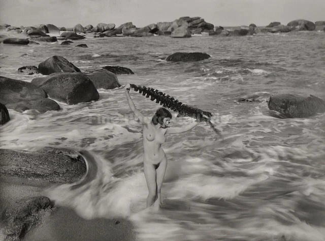 1925 Original MARCEL PAUL MEYS Female Nude Landscape Beach Seascape Silver Photo