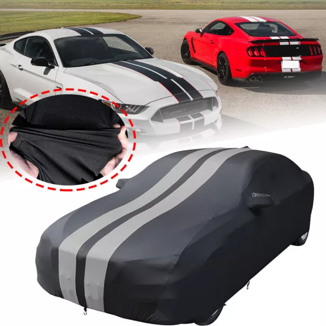 Black + Grey For Ford Mustang Coupe Shelby GT350 Indoor Full Car Cover Dustproof