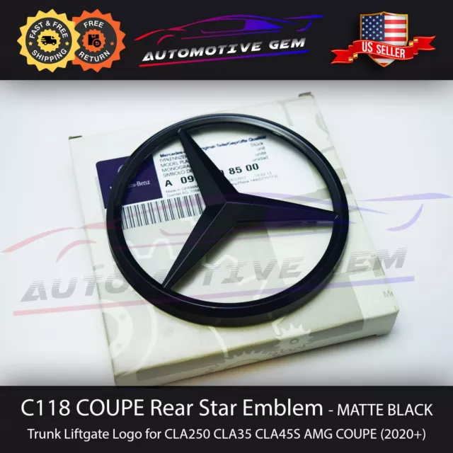 C118 CLA35 Mercedes MATTE BLACK Star Emblem Rear Trunk Lid Logo Badge AMG CLA45S