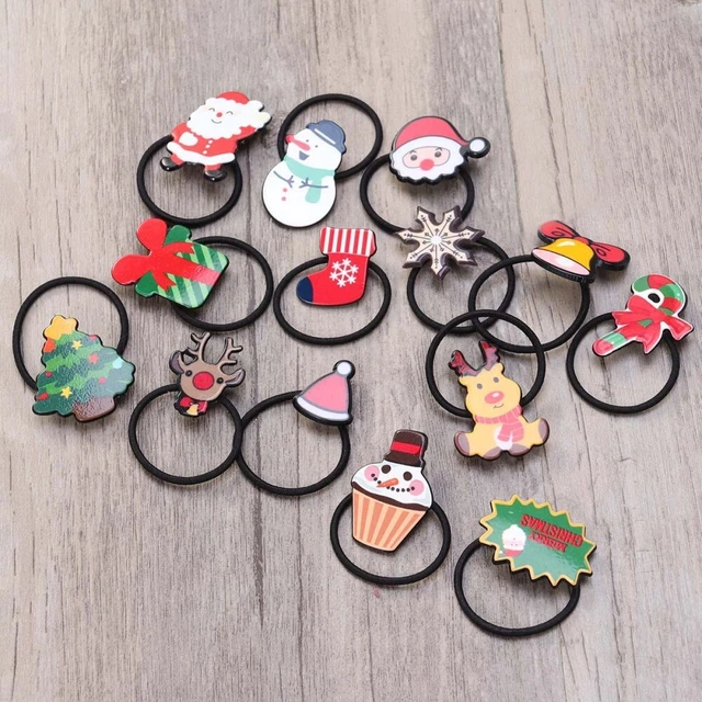 14 pz gomme per capelli per ragazze gomme per capelli natalizie fascia per la fronte di Babbo Natale