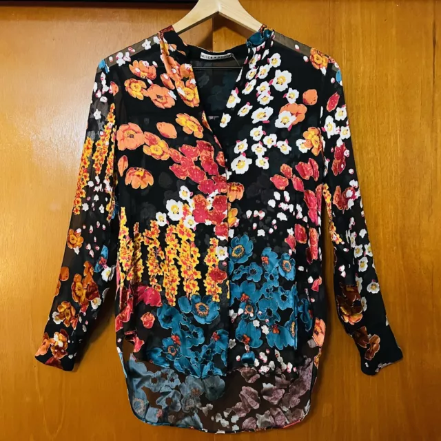 Alice + Olivia Belle Burnout Floral Blouse Size XS 2