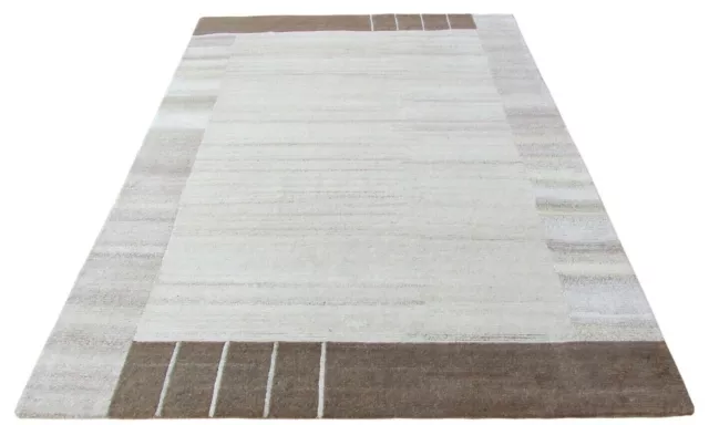 Nepal Tapis Noué à la Main Braun Beige 100% Laine Tapis D'Orient 163x225 CM N-7