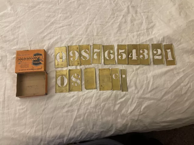 Vintage Reese’s Adjustable Brass Stencils Numbers Two Inch Lockedge Used Vintage Reese’s Adjustable Brass Stencils Numbers Two Inch Lockedge Used