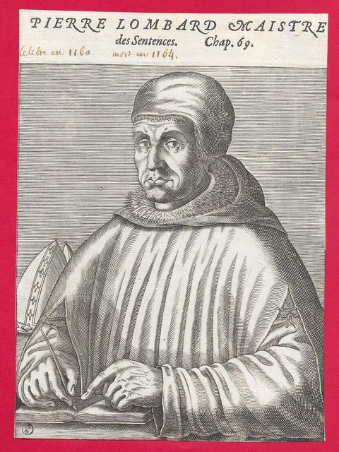 GA37-GRAVURE-17e-PIERRE LOMBARD-ÉVÊQUE ITALIEN-(1100-1160)