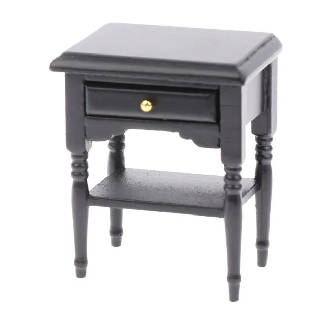 1:12 Dollhouse Miniature Wooden Black Bedside Cupboard Furniture Accessor.EN